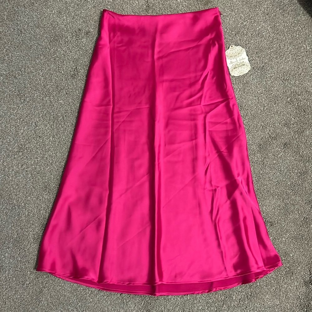 Altar’d State Hot Pink Midi Silk Satin Skirt